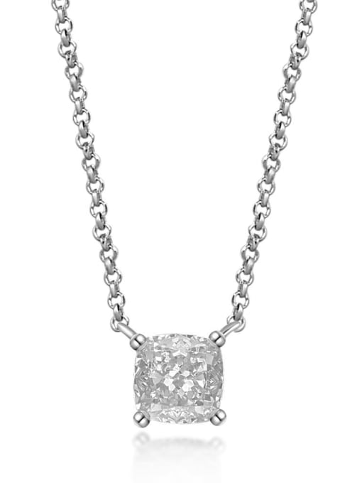 White [P 0444] 925 Sterling Silver High Carbon Diamond Geometric Minimalist Necklace